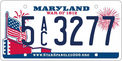 MD license plate 5AC3277