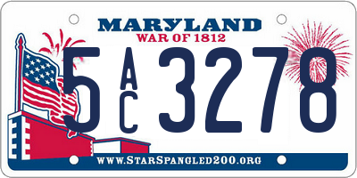 MD license plate 5AC3278