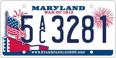 MD license plate 5AC3281