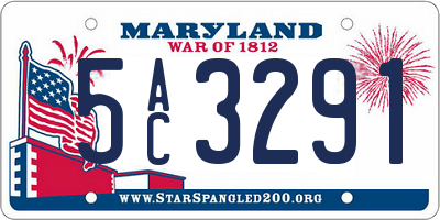 MD license plate 5AC3291