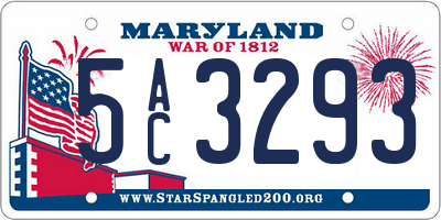 MD license plate 5AC3293