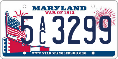 MD license plate 5AC3299