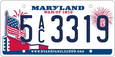 MD license plate 5AC3319