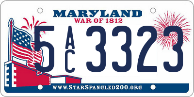 MD license plate 5AC3323