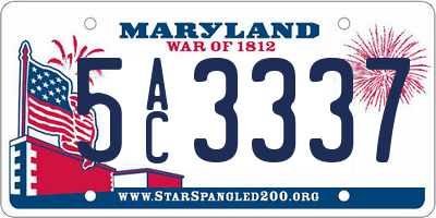 MD license plate 5AC3337