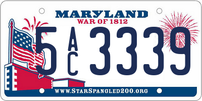 MD license plate 5AC3339