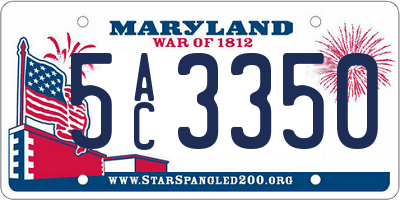 MD license plate 5AC3350