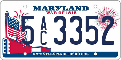 MD license plate 5AC3352