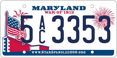 MD license plate 5AC3353
