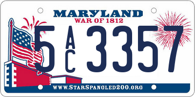 MD license plate 5AC3357