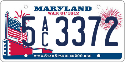 MD license plate 5AC3372
