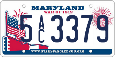 MD license plate 5AC3379