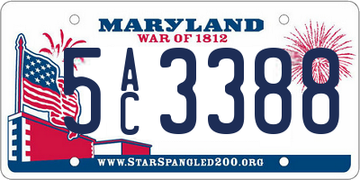 MD license plate 5AC3388