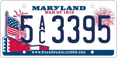 MD license plate 5AC3395