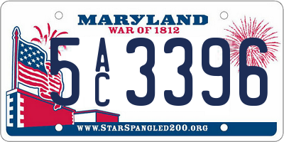 MD license plate 5AC3396