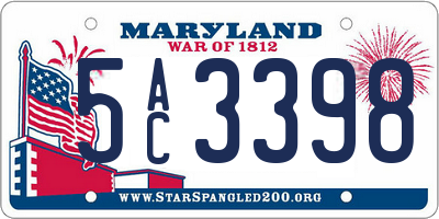 MD license plate 5AC3398