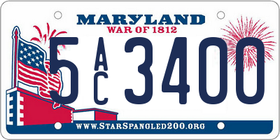 MD license plate 5AC3400
