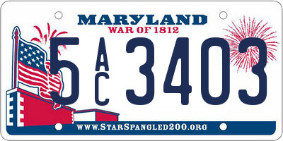 MD license plate 5AC3403