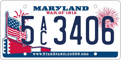 MD license plate 5AC3406