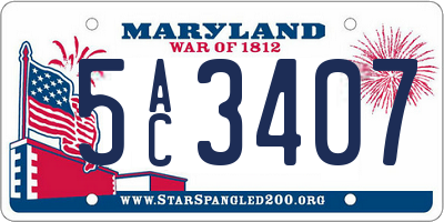 MD license plate 5AC3407