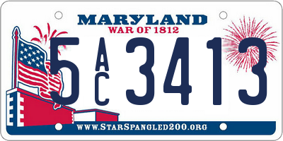MD license plate 5AC3413