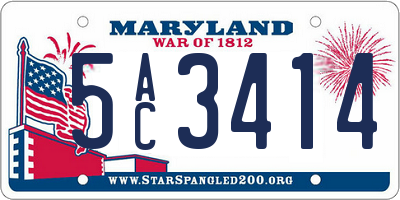 MD license plate 5AC3414