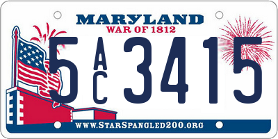 MD license plate 5AC3415