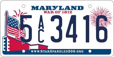 MD license plate 5AC3416