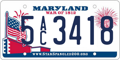MD license plate 5AC3418