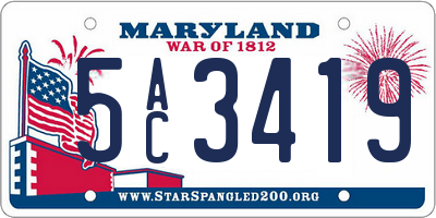 MD license plate 5AC3419