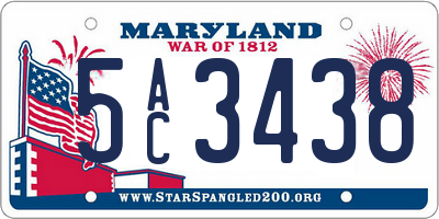 MD license plate 5AC3438