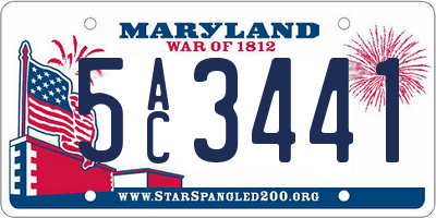 MD license plate 5AC3441