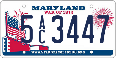 MD license plate 5AC3447
