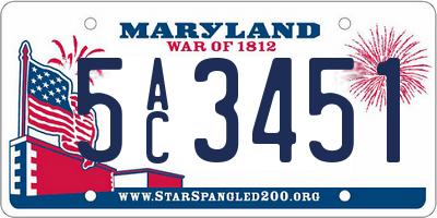 MD license plate 5AC3451