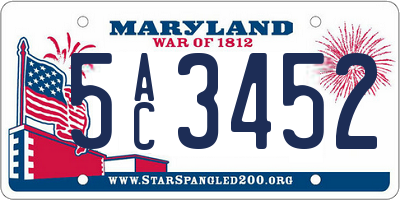 MD license plate 5AC3452