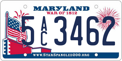 MD license plate 5AC3462
