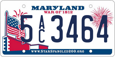 MD license plate 5AC3464