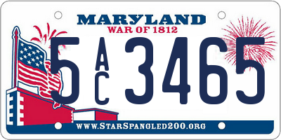 MD license plate 5AC3465