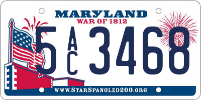 MD license plate 5AC3468