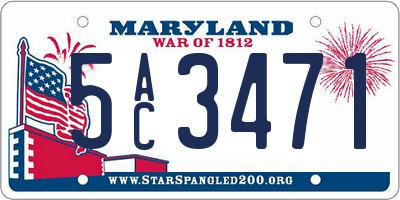 MD license plate 5AC3471