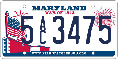 MD license plate 5AC3475