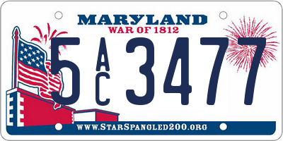 MD license plate 5AC3477