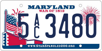 MD license plate 5AC3480