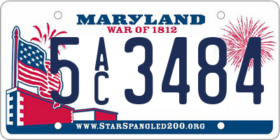 MD license plate 5AC3484