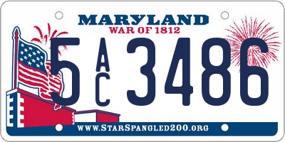 MD license plate 5AC3486