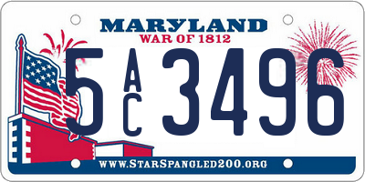 MD license plate 5AC3496