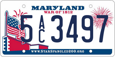 MD license plate 5AC3497