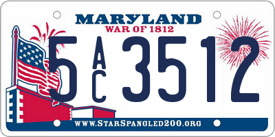 MD license plate 5AC3512