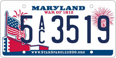 MD license plate 5AC3519