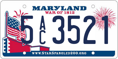 MD license plate 5AC3521